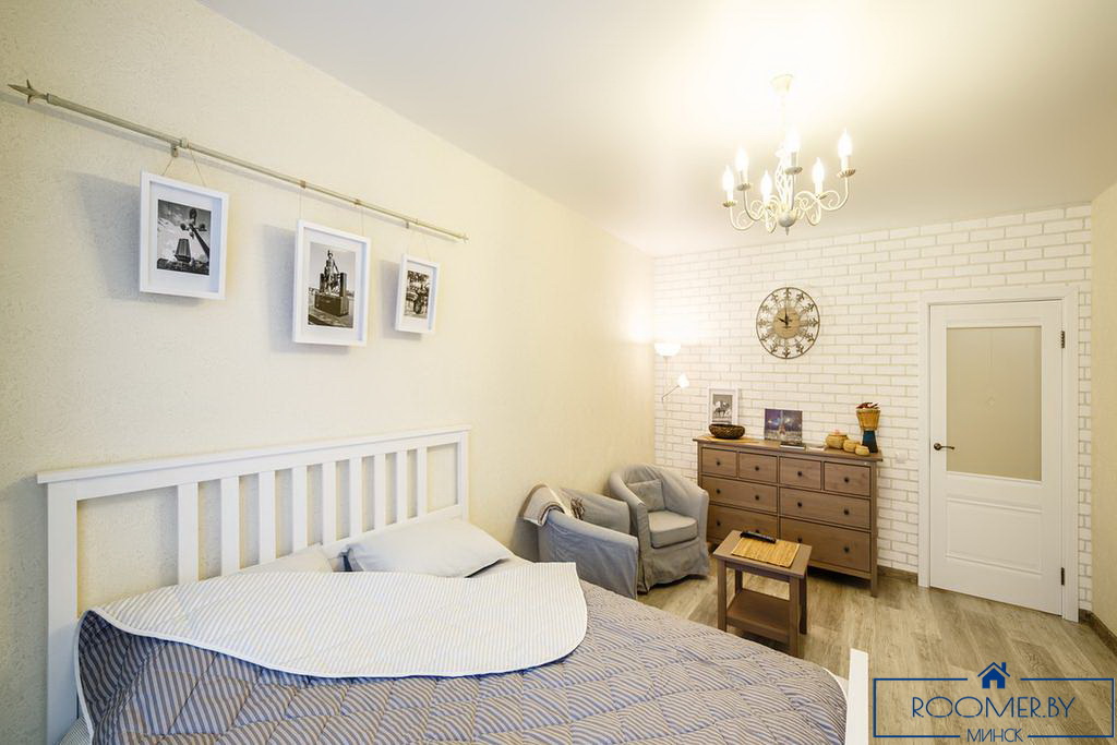 Однокомнатная квартира на сутки в Минске Киселева спальня