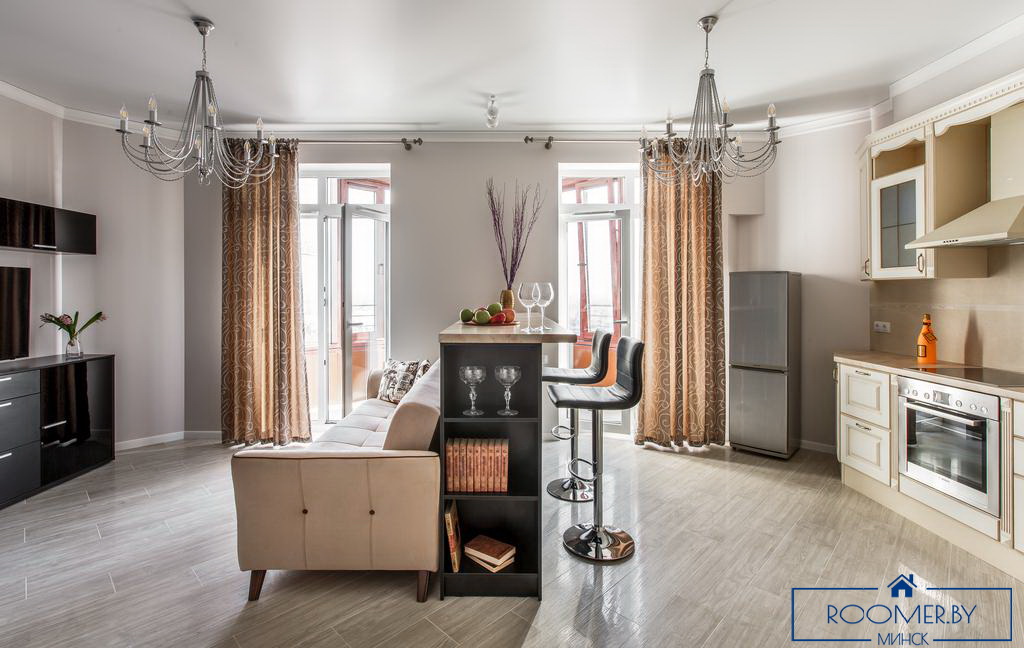 Однокомнатная квартира в Минске на Ольшевского гостиная