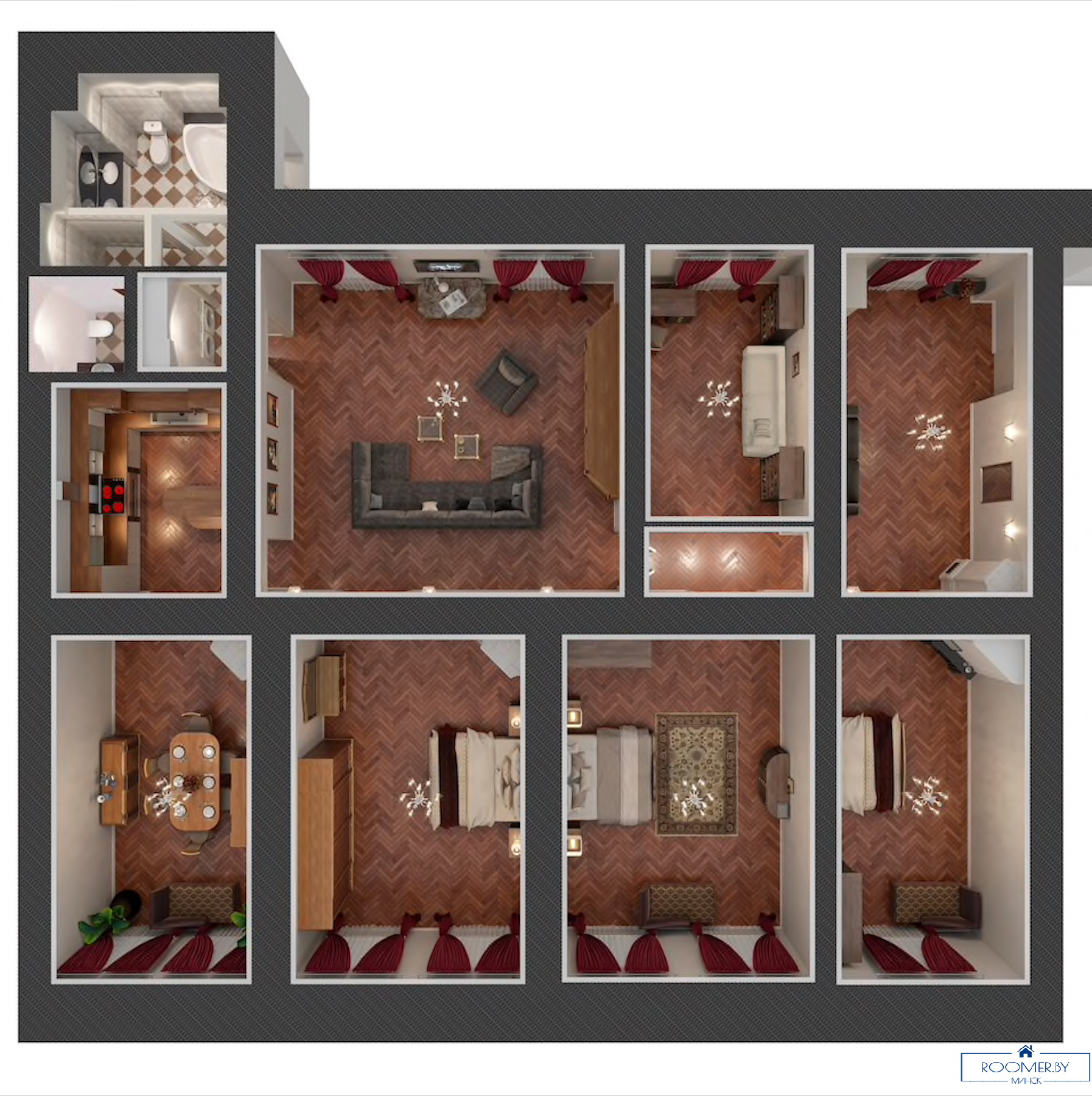 Пятикомнатная квартира на сутки Минск проспект Независимости, 14 планировка